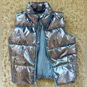 Periwinkle Blue Metallic Puffer Vest